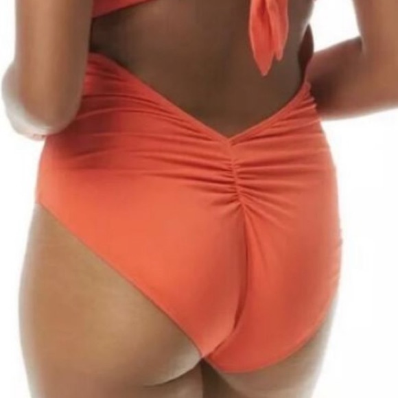 Kate Spade One Piece Orange twist top strapless S/M - Picture 3 of 11